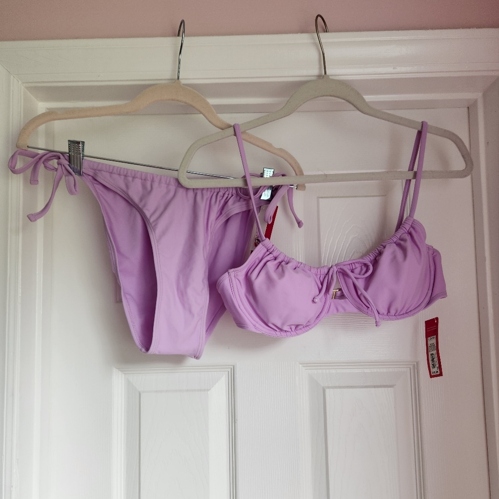 Lavender Two Piece Swim Suit, Size Xl